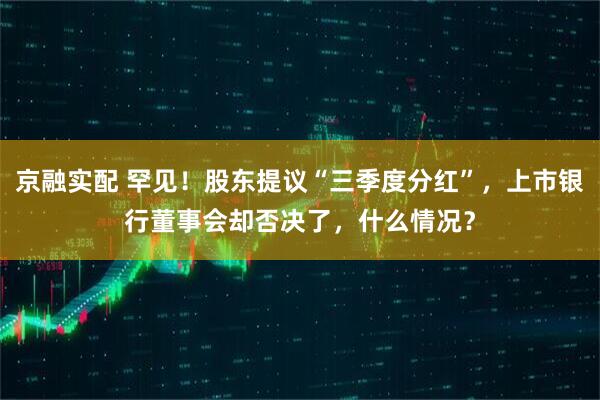 京融实配 罕见!股东提议“三季度分红”,上市银行董事会却否决了,什么情况?